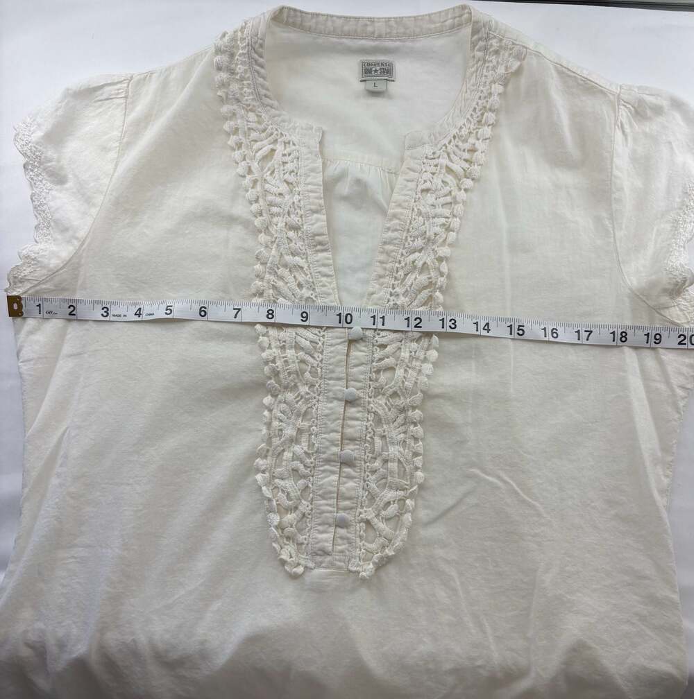 Converse white cotton peasant blouse with crochet lace detailing - Picture 8 of 10